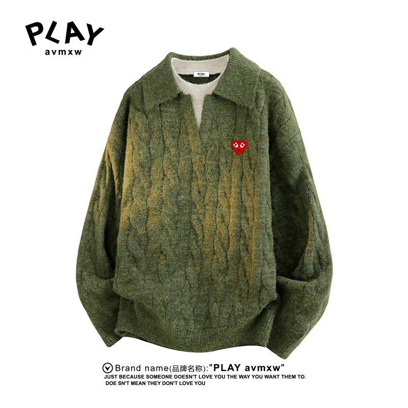 PLAYAVMXW休闲假两件翻领毛衣