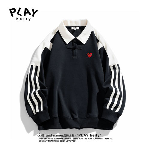 PLAYHEITY三条杠卫衣翻领POLO衫