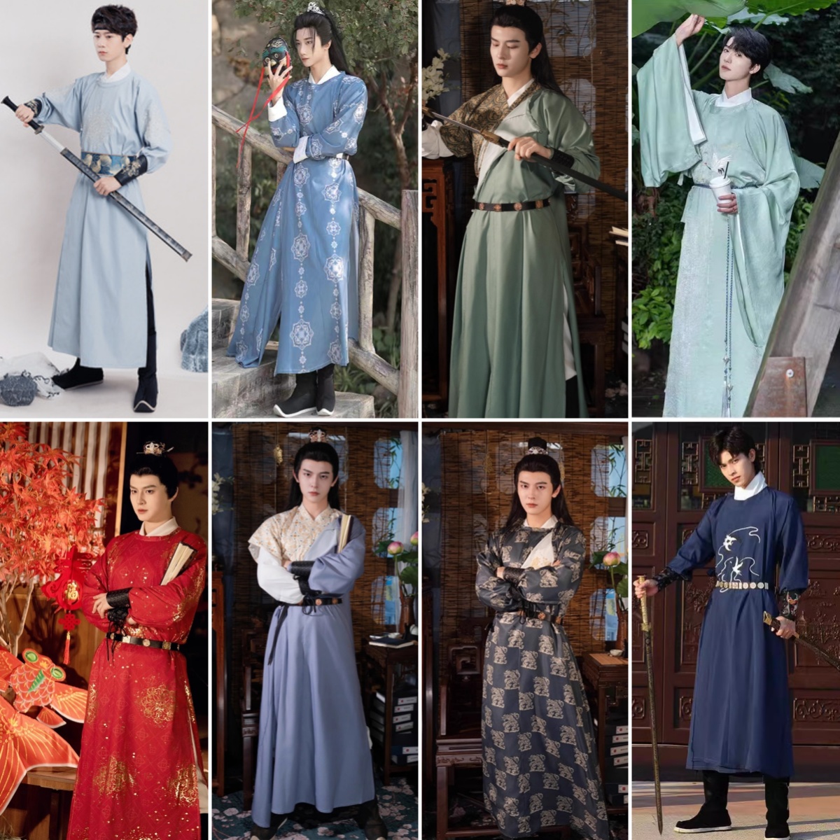 出租汉服男款圆领袍伴郎服古装