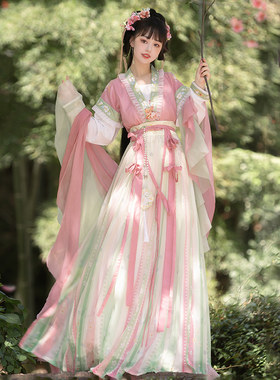 出租汉服水露百合粉绿古装女