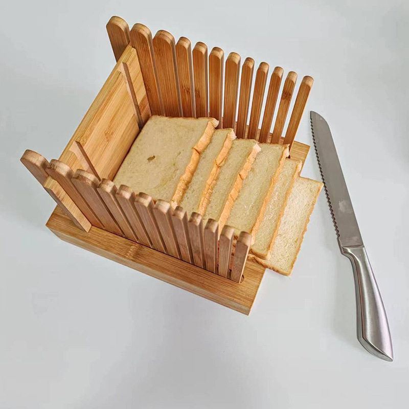 竹制面包切片器家用面包切盘切面包片厨房烤面包切片机吐司切片器