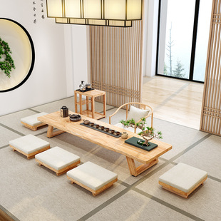 日式简约实木茶桌家用客厅飘窗坐地式矮桌公寓民宿接待榻榻米茶桌