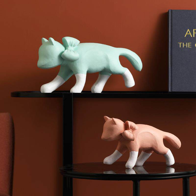 现代简约猫桌面抽象摆件客厅电视柜家居书柜装饰品创意工艺品摆设