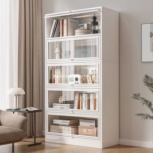 2026防尘书架落地客厅多层置物架透明展示柜储物柜家用收纳带门书