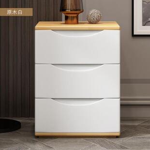 3抽实木床头柜简约现代置物架北欧木质卧室收纳柜迷你小型储物柜