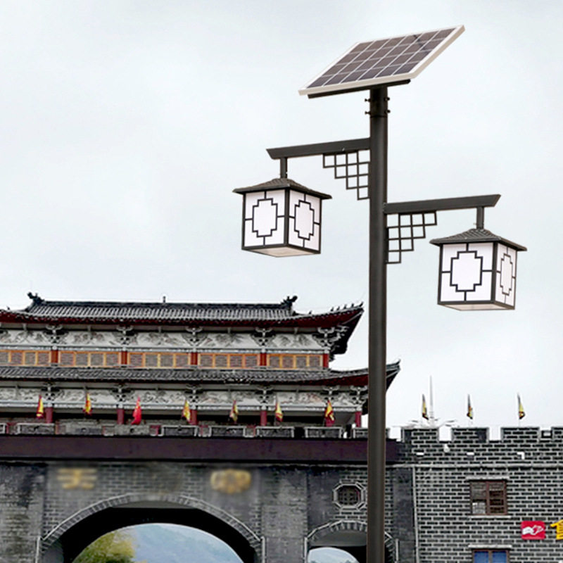 太阳能仿古双头庭院景观灯
