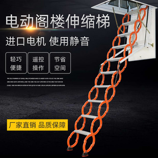 电动款隐藏阁楼伸缩楼梯隐形阁楼伸缩楼梯别墅折叠升降踏步防滑