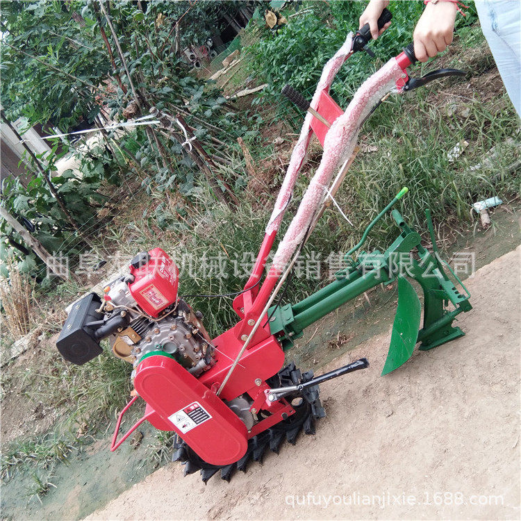 手扶式汽油动力耘播机 履带式犁地耘锄机 单双履带式犁地耘播机
