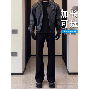 加长款黑色加绒柳叶弯刀牛仔裤男高个子秋冬cleanfit裤直筒微喇裤