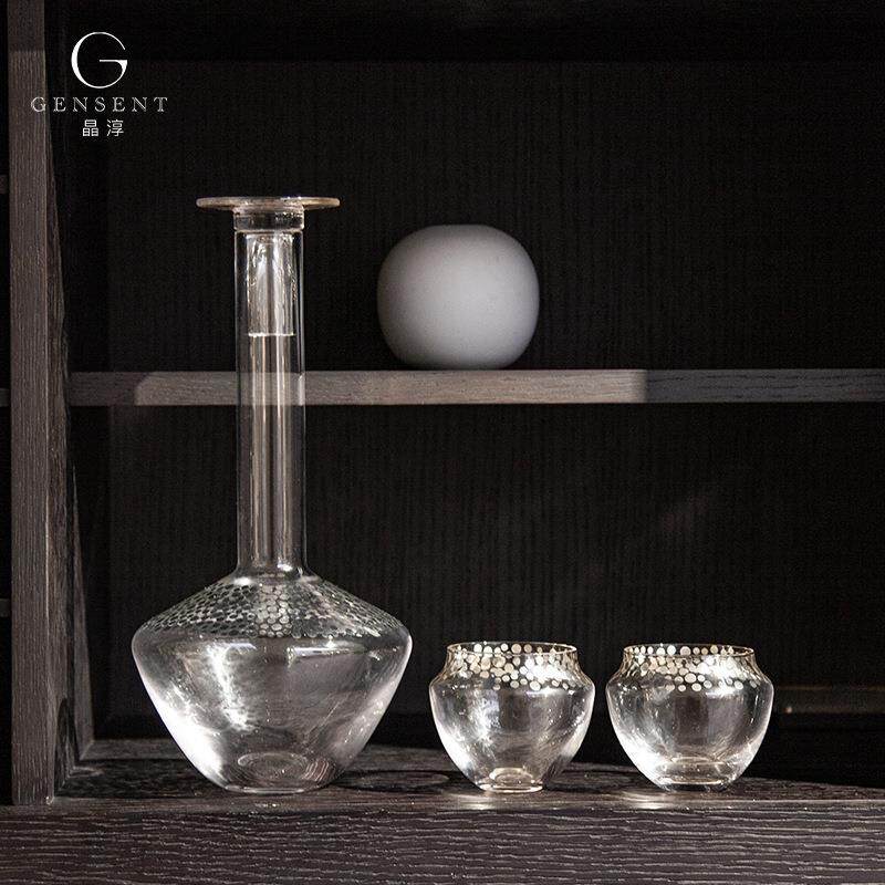 晶淳高档轻者现代风酒具一壶2杯套装酒柜艺术摆件手工玻璃酒壶