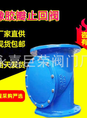 HC44X橡胶瓣止回阀 DN100 法兰逆止阀 污水管道常用阀防倒流