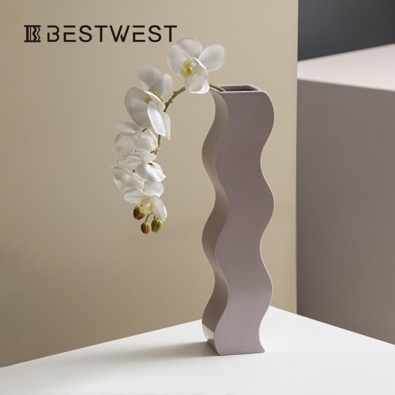 Best west 创意不规则波纹状简约陶瓷花瓶 ins客厅软装餐厅装饰品,鲜花速递/花卉仿真/绿植园艺,其它园艺用品,淘宝优惠券,粉丝福利购,淘宝优惠卷