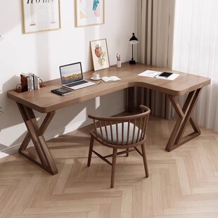 严选实木L型转角大书桌 多人学习写字桌办公桌卧室书房书法电脑桌