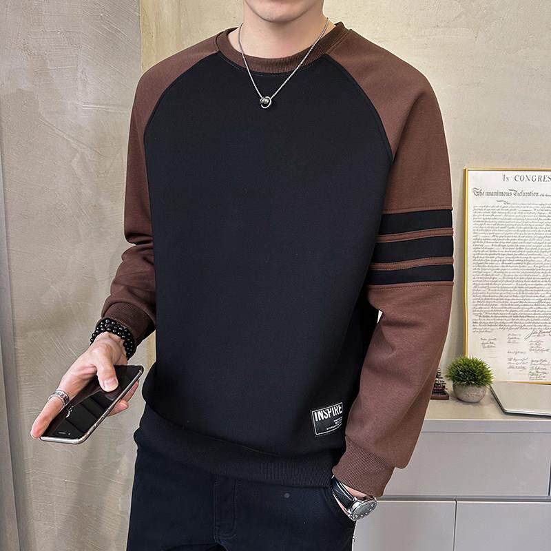 拼色衣春装男士卫圆款领内搭衣季2025春秋新百搭宽松高XSH-A461级