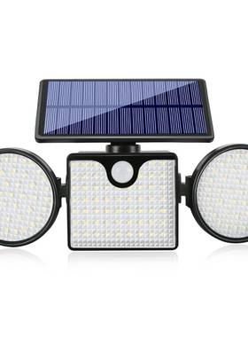 太阳能壁灯三头旋转户外防水路灯人体感应灯道路照明灯庭院灯