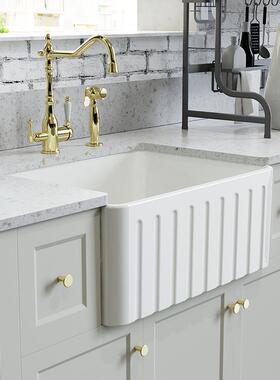 IL24英寸Fireclay现代农舍厨房陶瓷水槽白色前置半嵌入式洗菜盆直