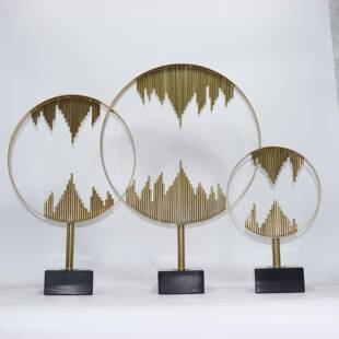 北欧创意新中式几何金属艺术装饰品摆件样板房饰品酒店售楼处软装