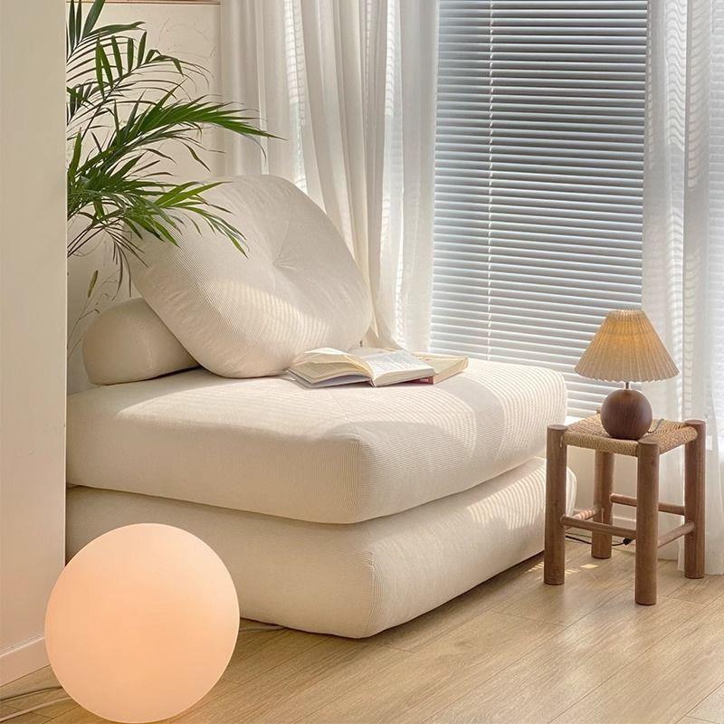 奶油风折叠两用沙发单人极简豆腐块沙发床懒人沙发小户型客厅沙发