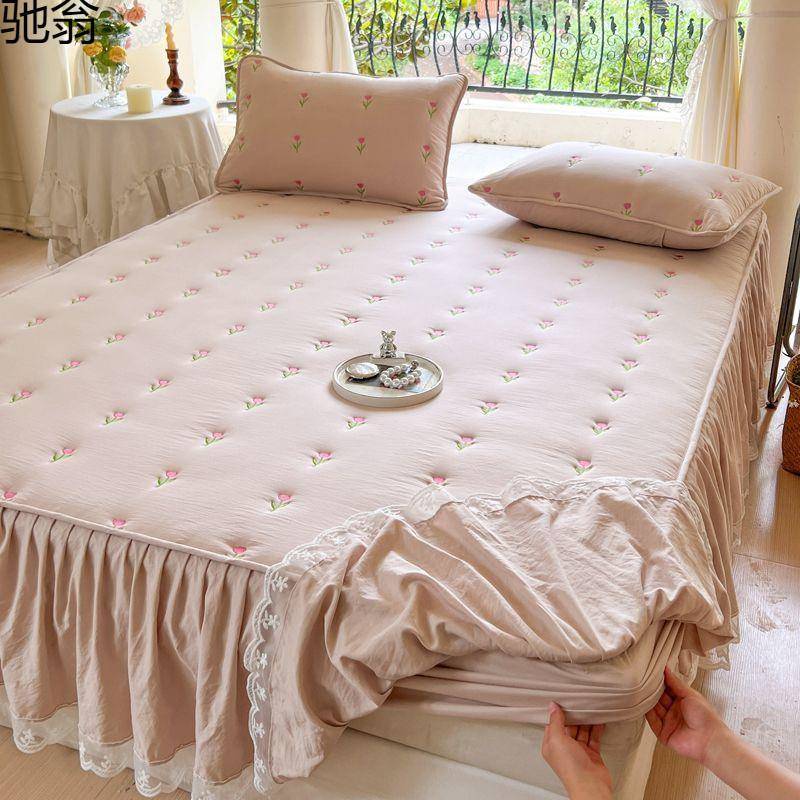 Q3Y花边夹棉床笠床裙二合一新款公主风床罩全包防尘席梦思床垫保
