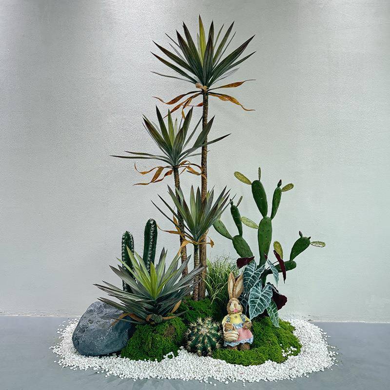 仿真剑麻仙人柱造景绿植组合仙人掌凤尾兰马尾铁店铺橱窗装饰摆件