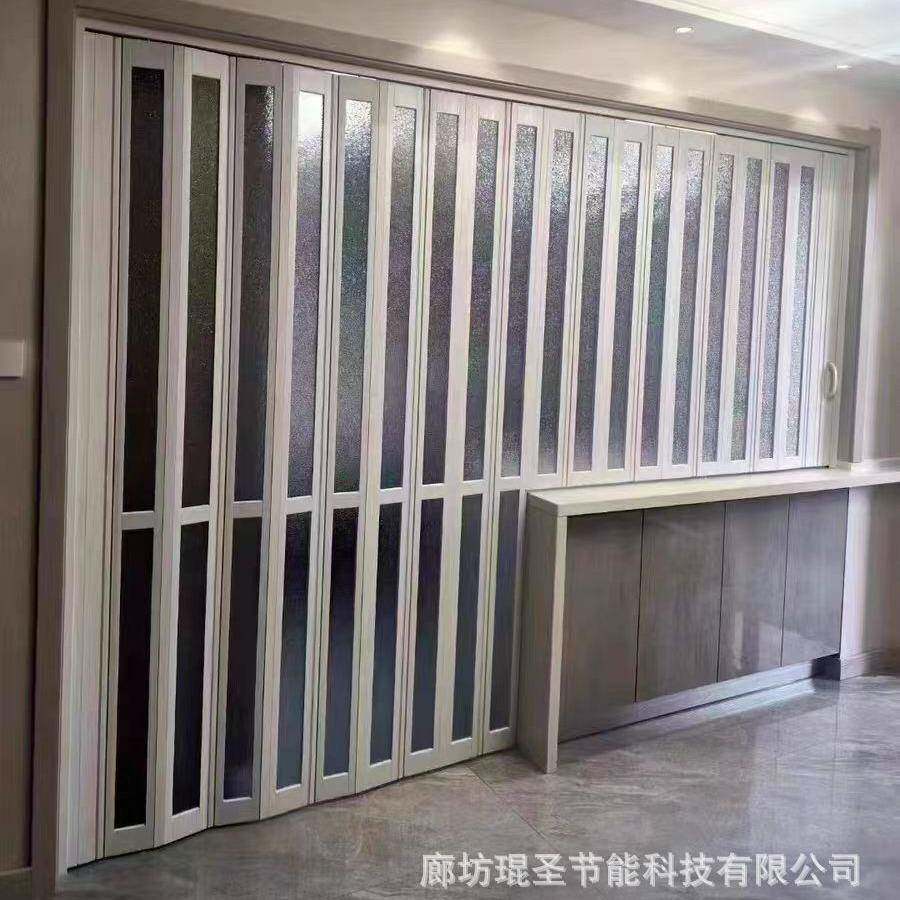 PVC折叠门厨房家用无下轨卫生间阳台隔断隐形推拉门