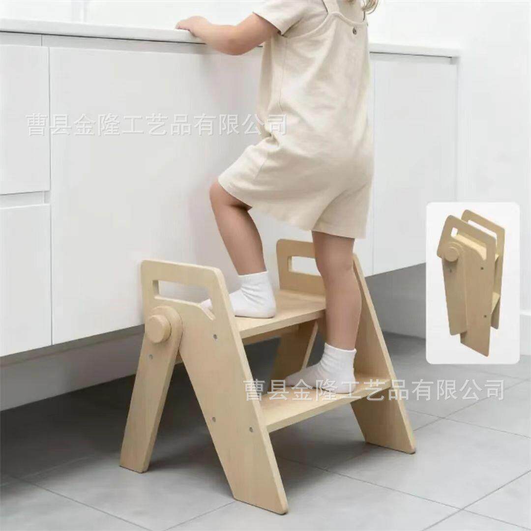 木质儿童脚踩凳宝宝厨房洗手池增高阶梯凳实木宝宝家用浴室板凳