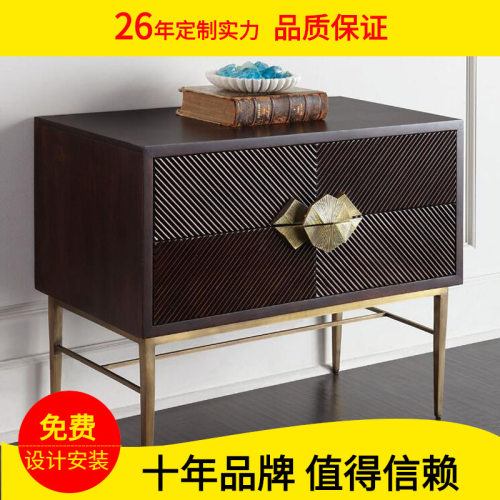 美式新古典轻奢现代个性餐边柜玄关柜角几复古时尚不锈钢沙发边几