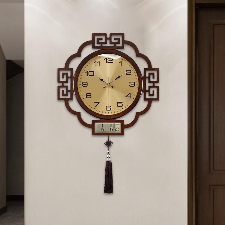 轻奢挂钟新中式万年历客厅家用时尚静音大气简约潮流钟表挂墙时
