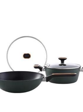 德世朗DFS-TZ151A朗逸精铁不粘锅两件套炒锅汤锅