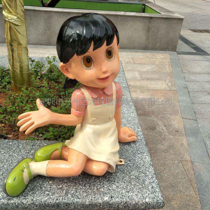深圳供应玻璃钢卡通彩绘人物多啦a梦公园广场小区楼盘装饰品