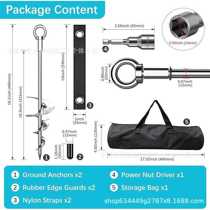 地锚满焊镀铬重型地锚抗强风重型狗屋地锚18'' Ground Anchors
