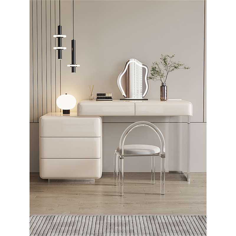 七号公寓梳妆台烤漆意式极简奶油风卧室轻奢化妆桌收纳柜斗柜一体