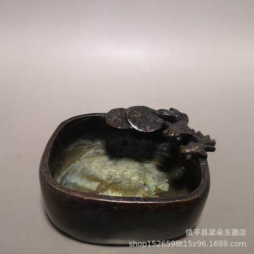 纯铜毛笔墨水墨汁墨碗蝶墨蝶文房四宝仿古笔洗笔搁摆件