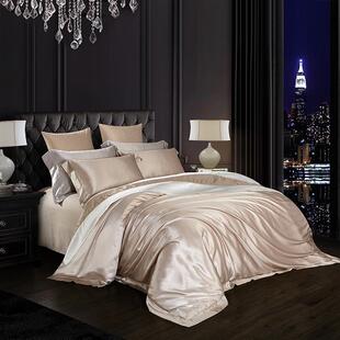 欧式纯色简约真丝四件套桑蚕丝婚庆床上用品丝滑裸睡床单结婚被套