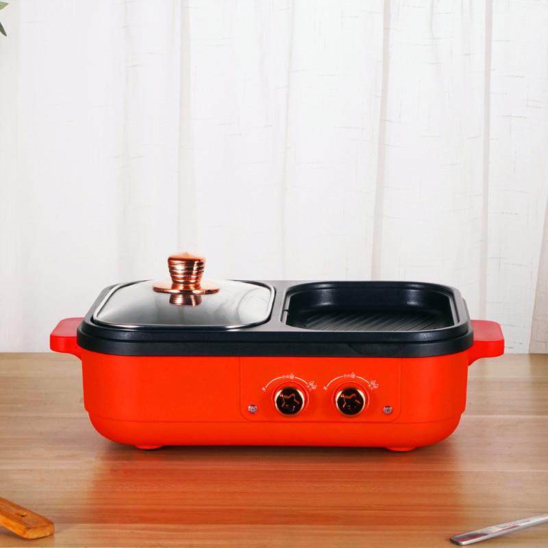 出口涮烤一体锅多功能料理锅家用电烤炉电火锅烧烤炉小家电