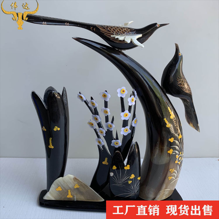 牛角工艺品喜上眉梢牛角雕刻摆件大展宏图工艺品牛角梳子厂家批发