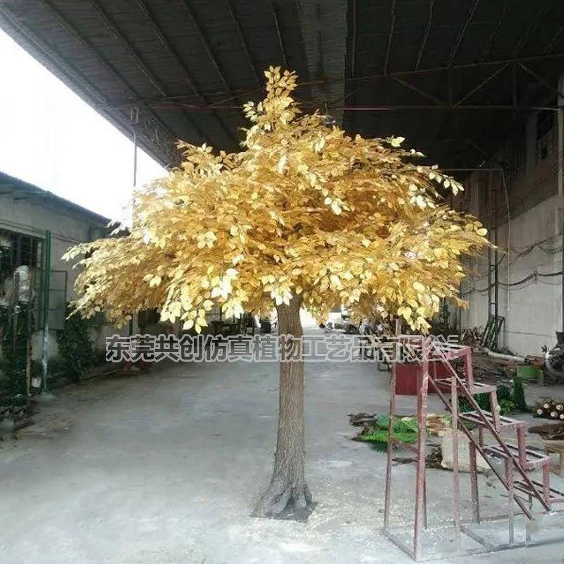 供应大型仿真金榕树可按要求做绿榕叶大榕树喜庆摆放假树