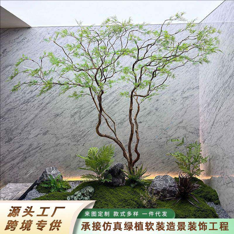 高端仿真羽毛枫叶树马醉木室内假树绿植造景橱窗装饰大型榕树枫树