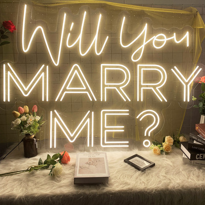 Will you marry me厂家定制LED霓虹灯外贸跨境发光字软灯创意造型