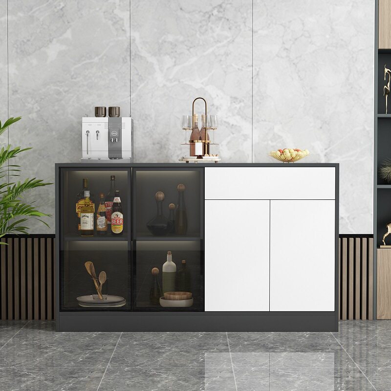 轻奢现代简约实木玻璃门餐边柜