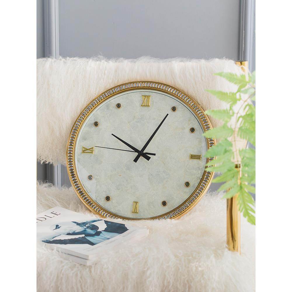 xyt美式客厅挂钟大气轻奢复古时钟挂墙贝壳钟镶钻贝母钟表装饰