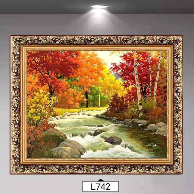 绿牌欧式复古油画装饰画客厅风景山水画美式餐厅挂画现代玄关壁画