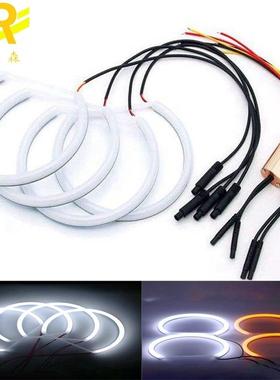 汽车双色白+黄带转向功能日行灯LED天使眼4件套适用于E36E46