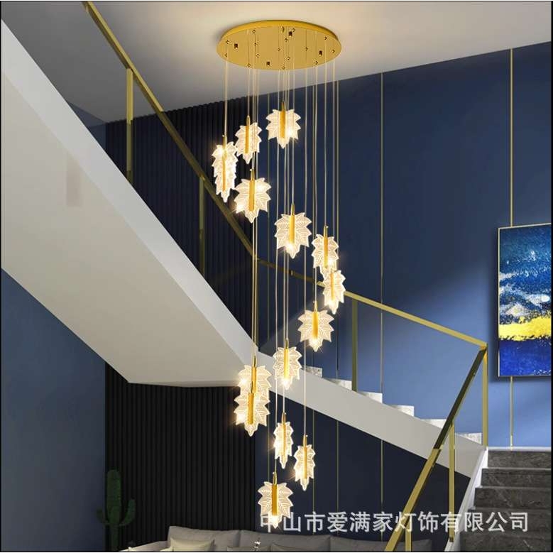 网红楼梯吊灯创意个性北欧现代简约新款loft公寓小复式楼梯长吊灯