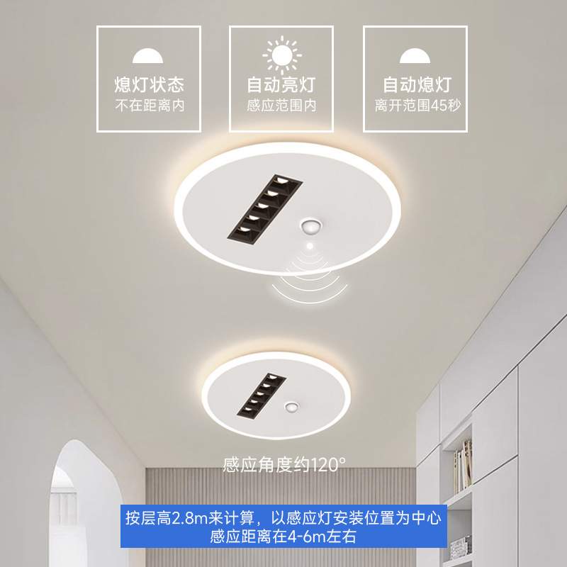 新款现代简约人体智能感应灯LED吸顶灯过道玄关走廊灯中山灯具