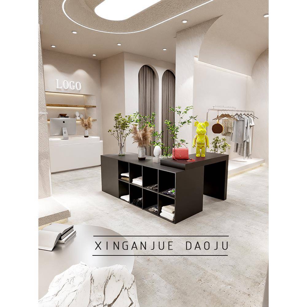 服装店中岛桌展示台工业风店铺装饰陈列道具陈列黑色烤漆桌子