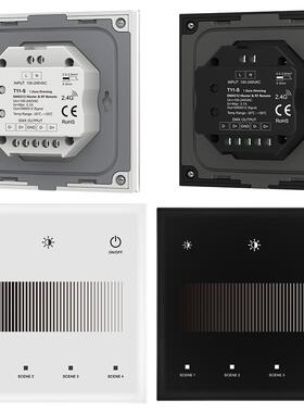 带亮度触摸条黑白可选带指示灯钢化玻璃触摸⾯板DMX512主控T11-S