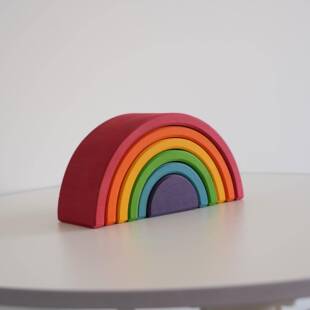 蒙氏益智小号6片拱桥彩虹浸染积木婴幼儿早教叠叠乐木制玩具2-5岁