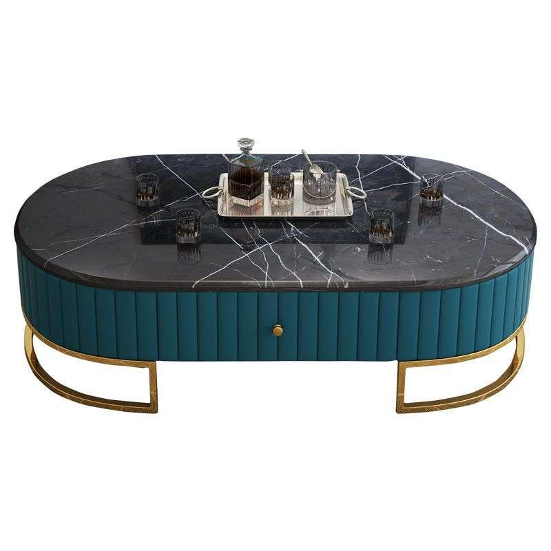 经典大理石茶几电视柜组合套装家用客厅小户型现代轻奢椭圆形茶桌