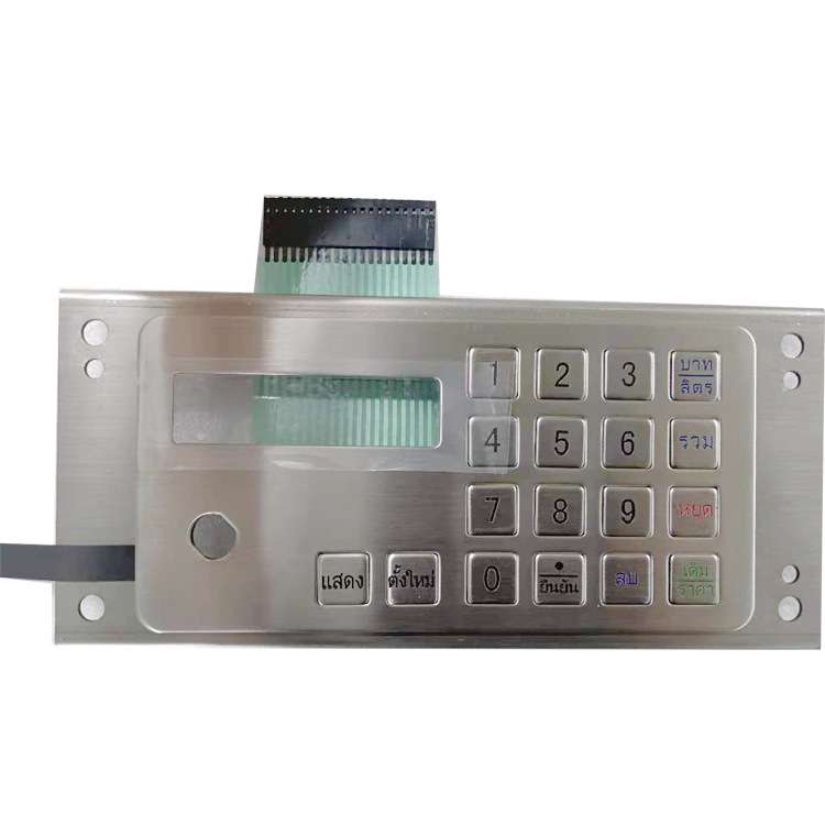 泰文不锈钢机械键盘和键帽工业数字金属键盘嵌入式加油机金属键盘